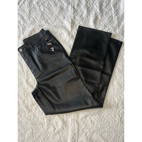 INC Women’s Faux-Leather Straight-Leg Pants Black Mob wife Matrix Vamp Size 8 - Picture 6 of 10